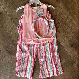 Pink Striped Toddler Outfit with Headband